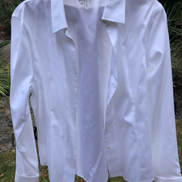 Anne Klein white collared bottom down long sleeve - Picture 4 of 4